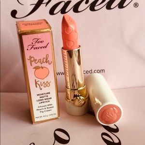 Too faced peach kiss lipstick.Everything is peachy